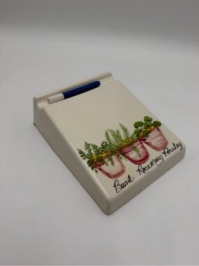 VTG Ceramic Dry Erase Message Board Clay Collections Herb Garden Plants Flowers